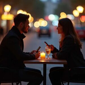 Couple sitting at a table