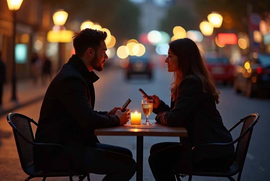 Couple sitting at a table
